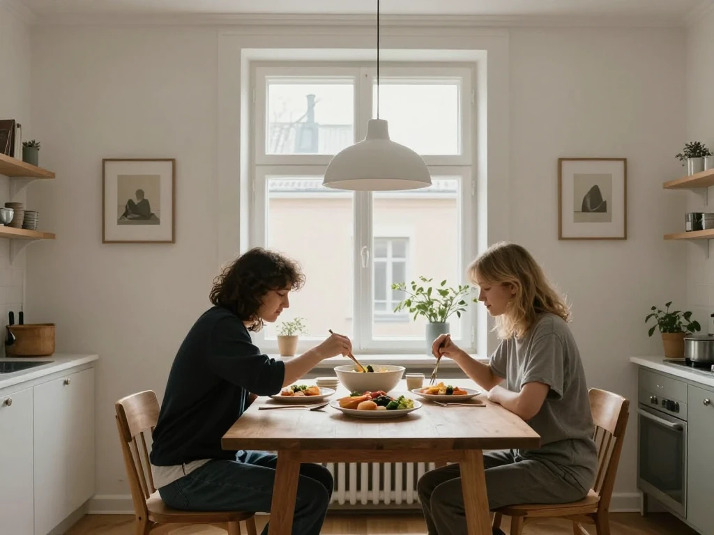 Symbols suggesting eco-friendly priorities in meal planning